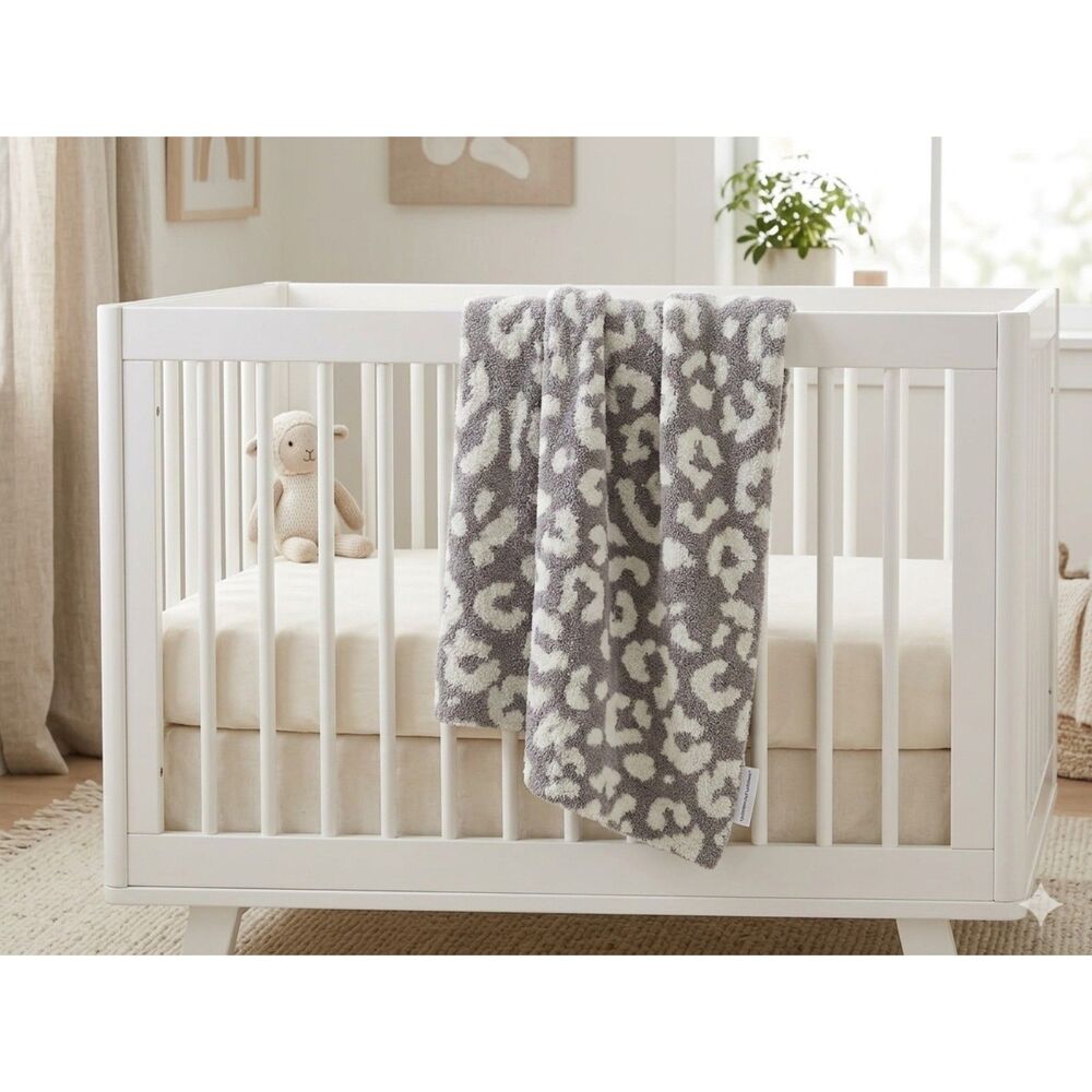 Cupcakes & Cashmere Gray Cheetah/Leopard Print Soft Baby Blanket Throw